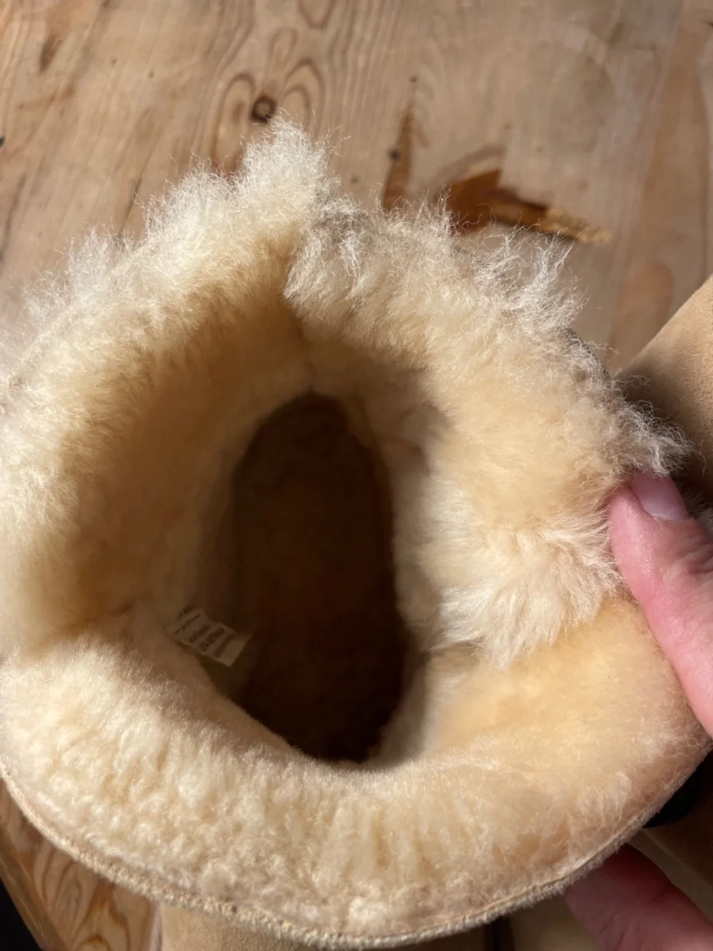 UGG Rare Cowhide Calf Hair Mini Bailey Button Shearling Boots Chestnut